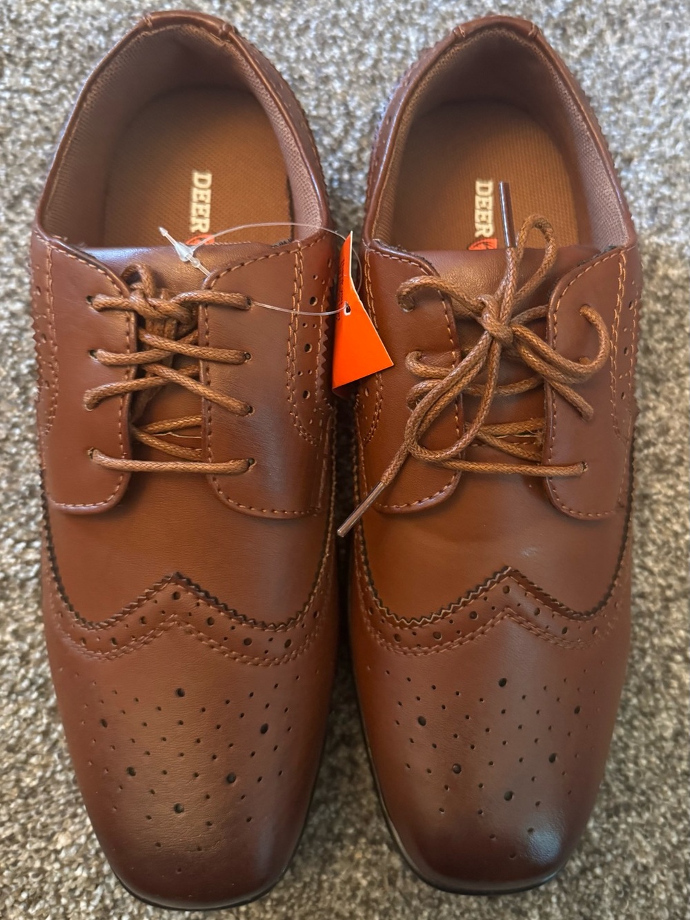 Deer Stag Boys Dress Shoes - 6 M - Brown Ace Luggage Leather Dress Shoes NWT